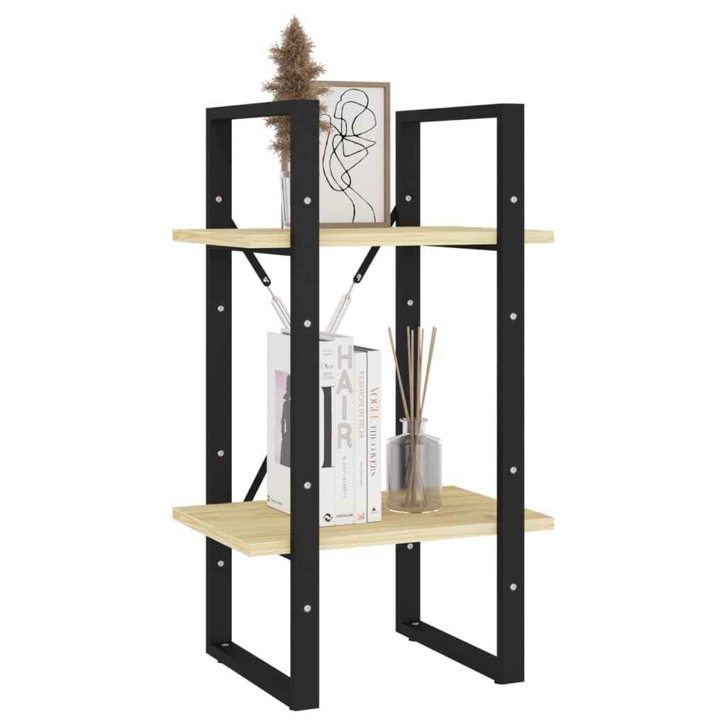 Libreria a 2 Ripiani 40x30x70 cm in Legno Massello di Pino