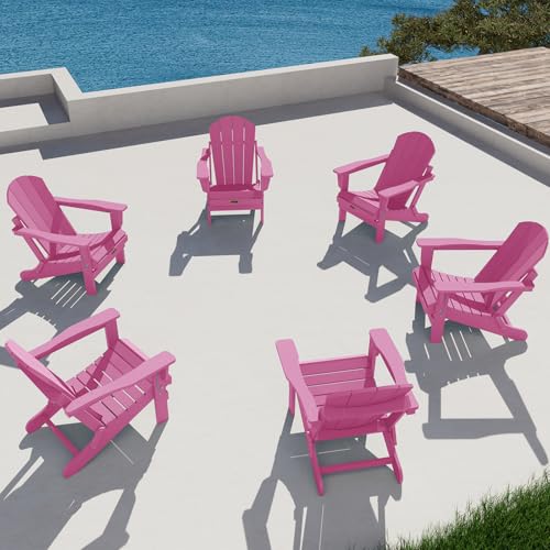 Serwall Adirondack Chair Set Of 6 For Patio Garden Outdoors Fire Pit- Hot Pink