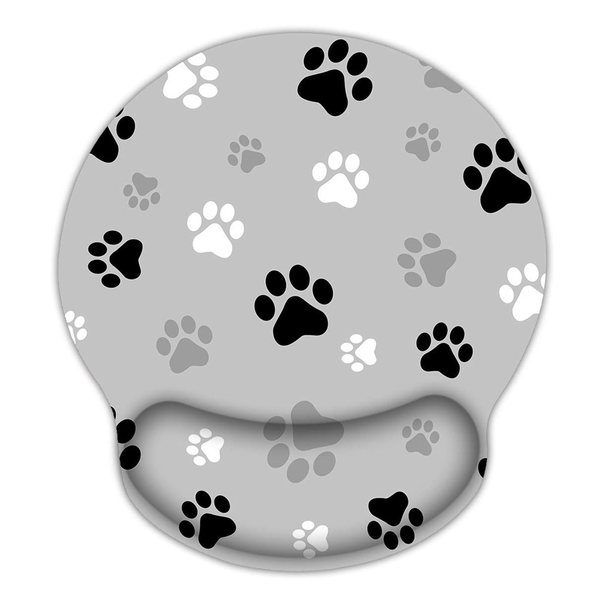 Britimes Ergonomic Mouse Pad With Wrist Support Gray Paw Print Non-Slip Rubber Base Mousepad For Home Office Gaming Working Comp