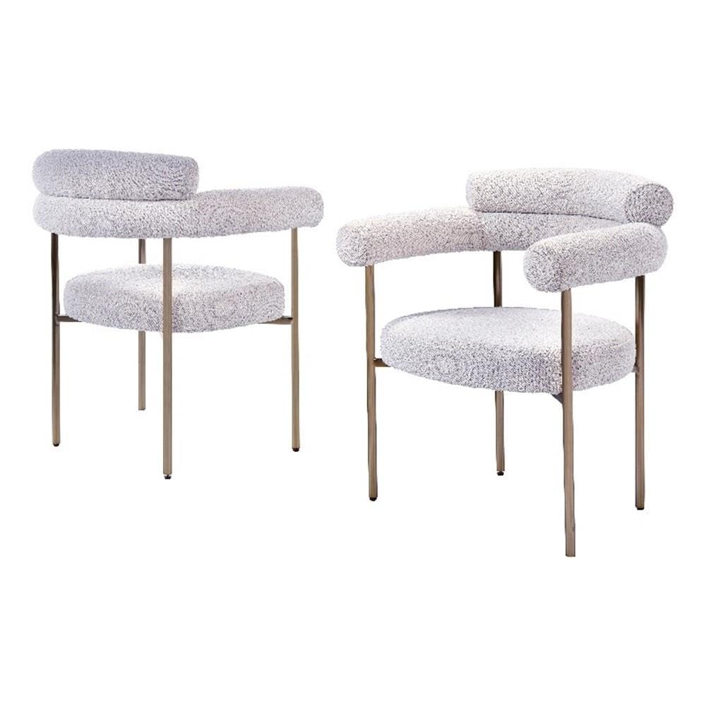 Best Master Furniture Janeva Boucle Upholstered Dining Chair With Brushed Gold Trim (Set Of 2) Cream/Gold
