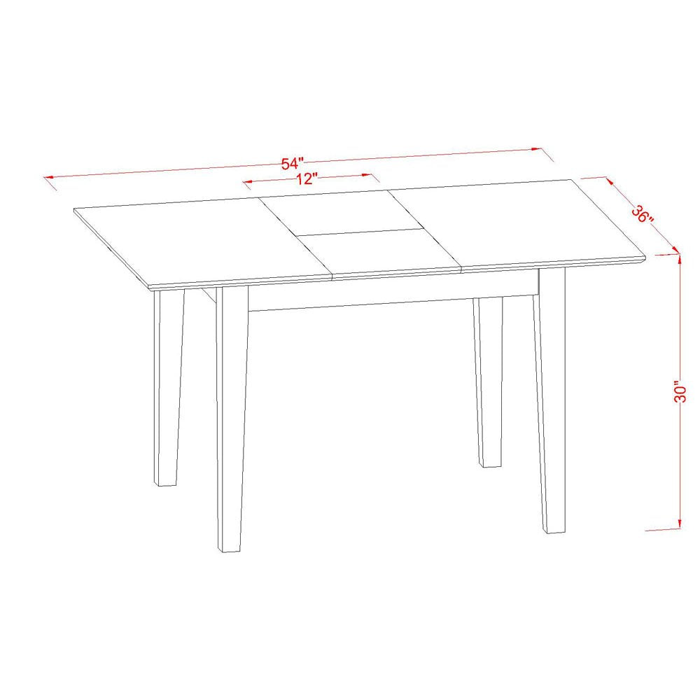 East West Furniture MLT-MAH-T Milan Dining Room Table - a Rectangle kitchen Table Top with Butterfly Leaf, 36x54 Inch, Mahogany