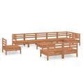 vidaXL Solid Pinewood Patio Lounge Set 10 Piece Garden Outdoor Terrance Backyard Furniture Set Wooden Lounge Sofa Seating Chair Seat Honey Brown