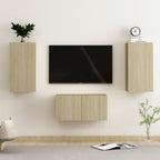 vidaXL TV Cabinet Set 3 Piece Home Living Room Furniture TV Stand HiFi Stereo Cabinet Media Unit Entertainment Center Sonoma Oak Engineered Wood