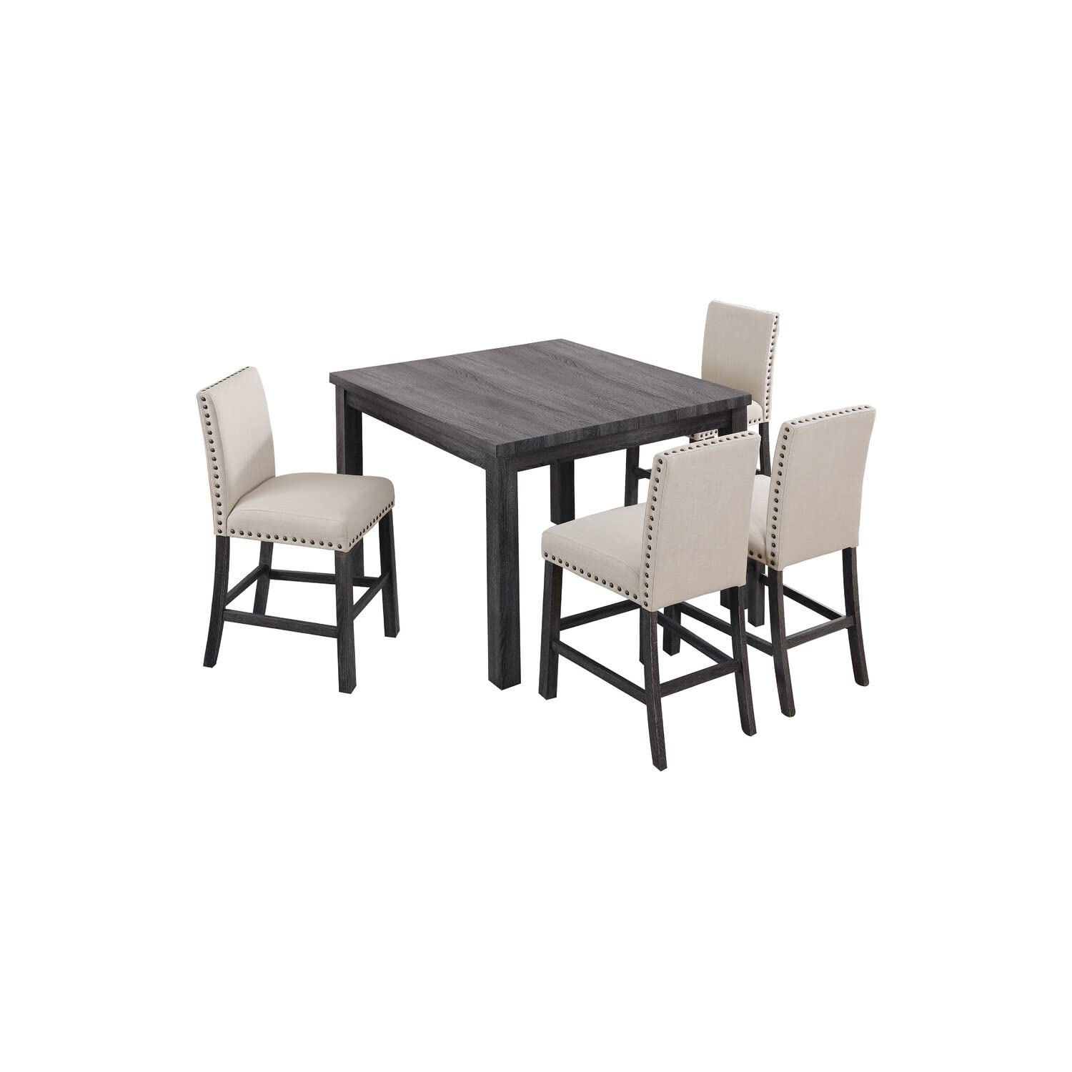 Best Master Furniture Helena 6 Pcs Dining Set With Bench, Antique Grey