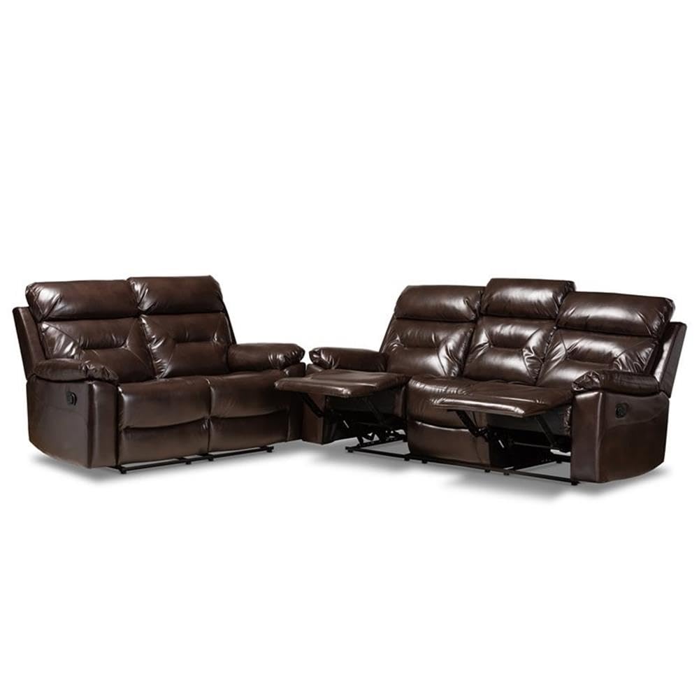 Baxton Studio Byron Dark Brown 2-Piece Reclining Living Room Set