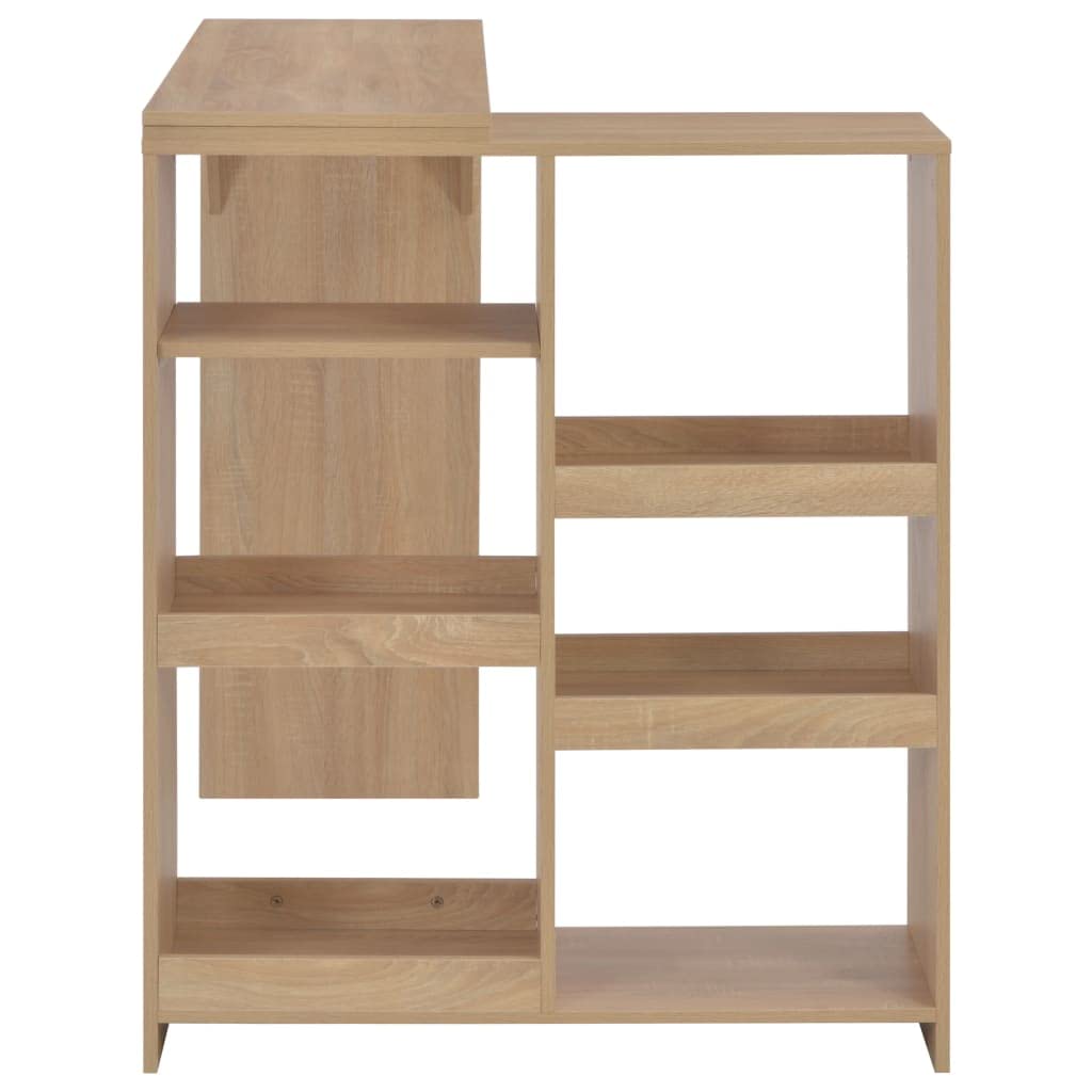 vidaXL Modern Engineered Wood Bar Table with Moveable Shelf - Durable and Stable Kitchen/Dining Area Furniture in Oak Finish'