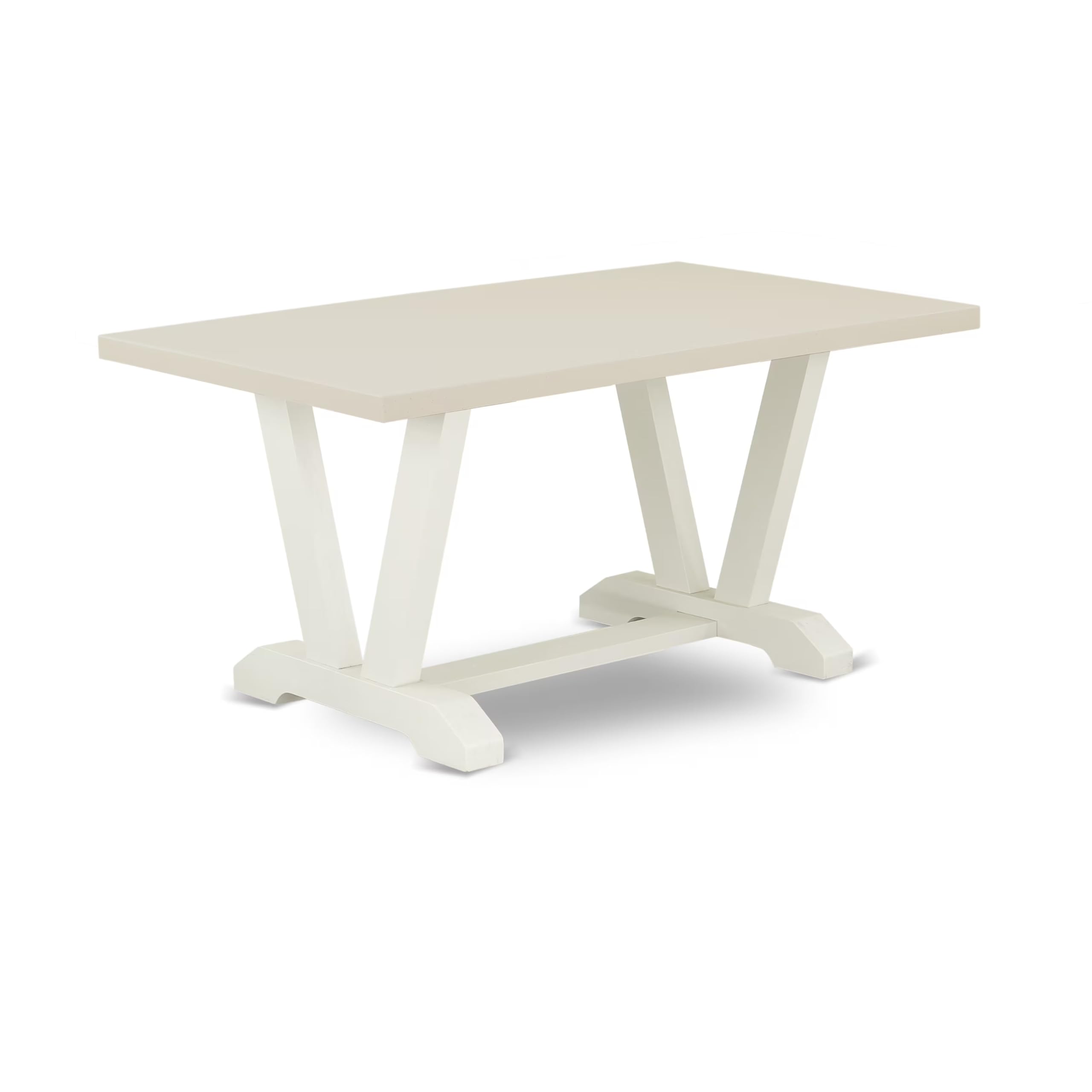 East West Furniture V026Ce215-5 5 Piece Dining Room Furniture Set Includes A Rectangle Dining Table With V-Legs And 4 Baby Blue Linen Fabric Upholstered Chairs, 36X60 Inch, Multi-Color