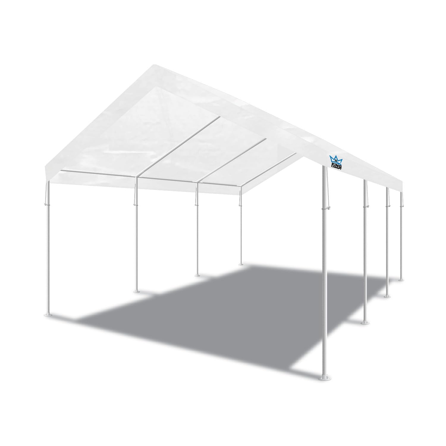 King Canopy Universal Canopy 12-Feet By 20-Feet, 1 3/8-Inch Hammertone Steel Frame W/Buttons, 8 Leg, White