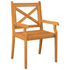 vidaXL Solid Acacia Wood Patio Dining Chairs - Set of 2, Outdoor Garden Furniture with Comfortable Armrests and Stylish Cross Slatted Design