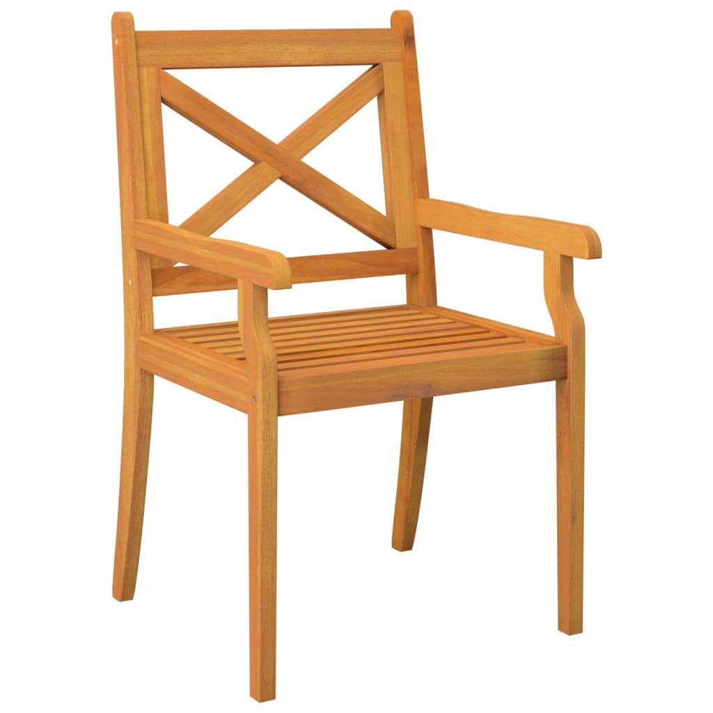 vidaXL Solid Acacia Wood Patio Dining Chairs - Set of 2, Outdoor Garden Furniture with Comfortable Armrests and Stylish Cross Slatted Design