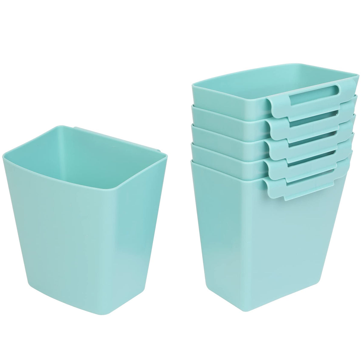 AYVANBER 6 Pack Hanging Cup Holders for Rolling Carts, Teal, 2.4in x 3.5in x 4.5in