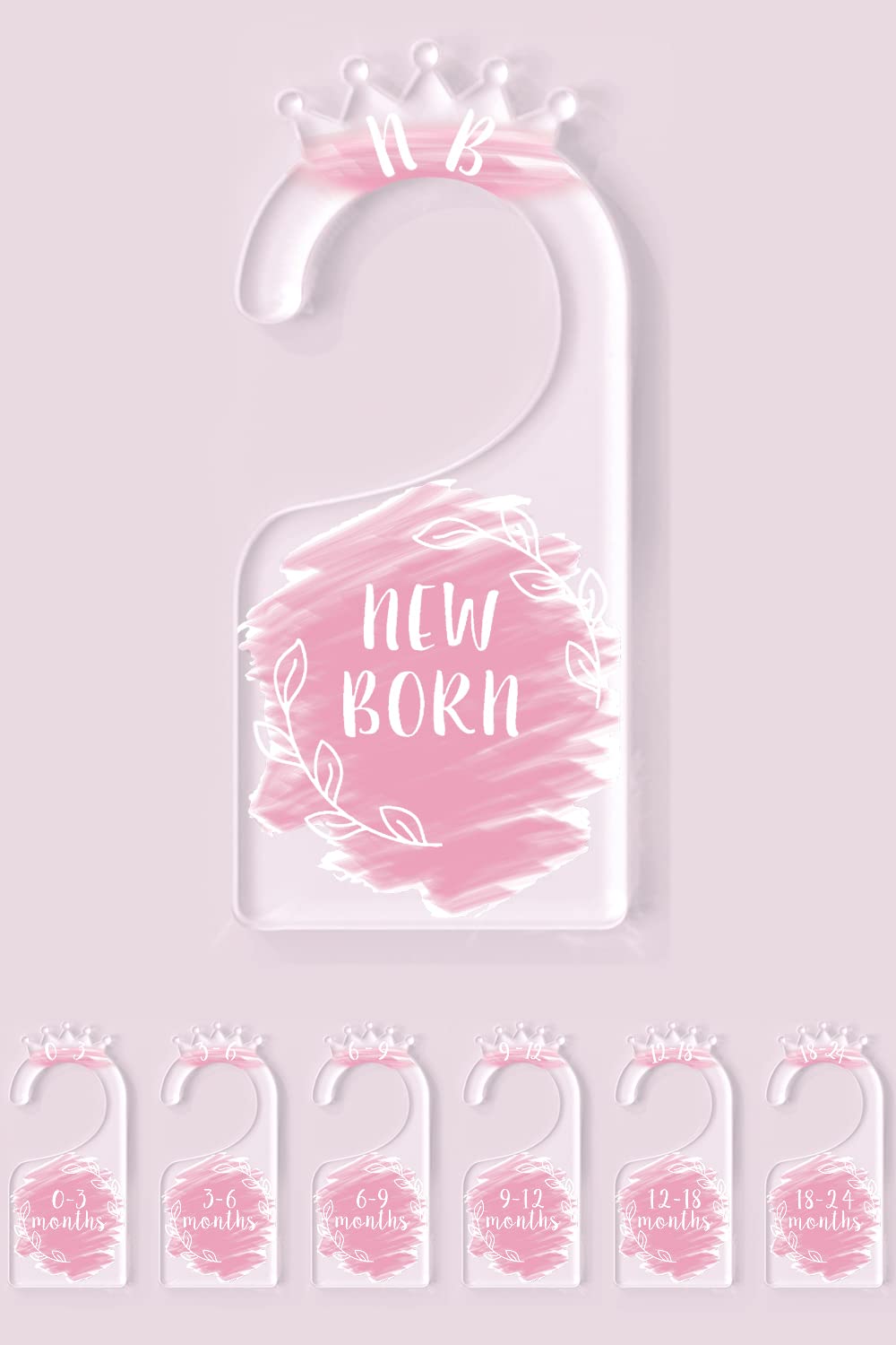 OneDream Baby Closet dividers Hanger separators - Set of 7 Baby Clothes dividers for Closet from Newborn to 24 Months, Acrylic I