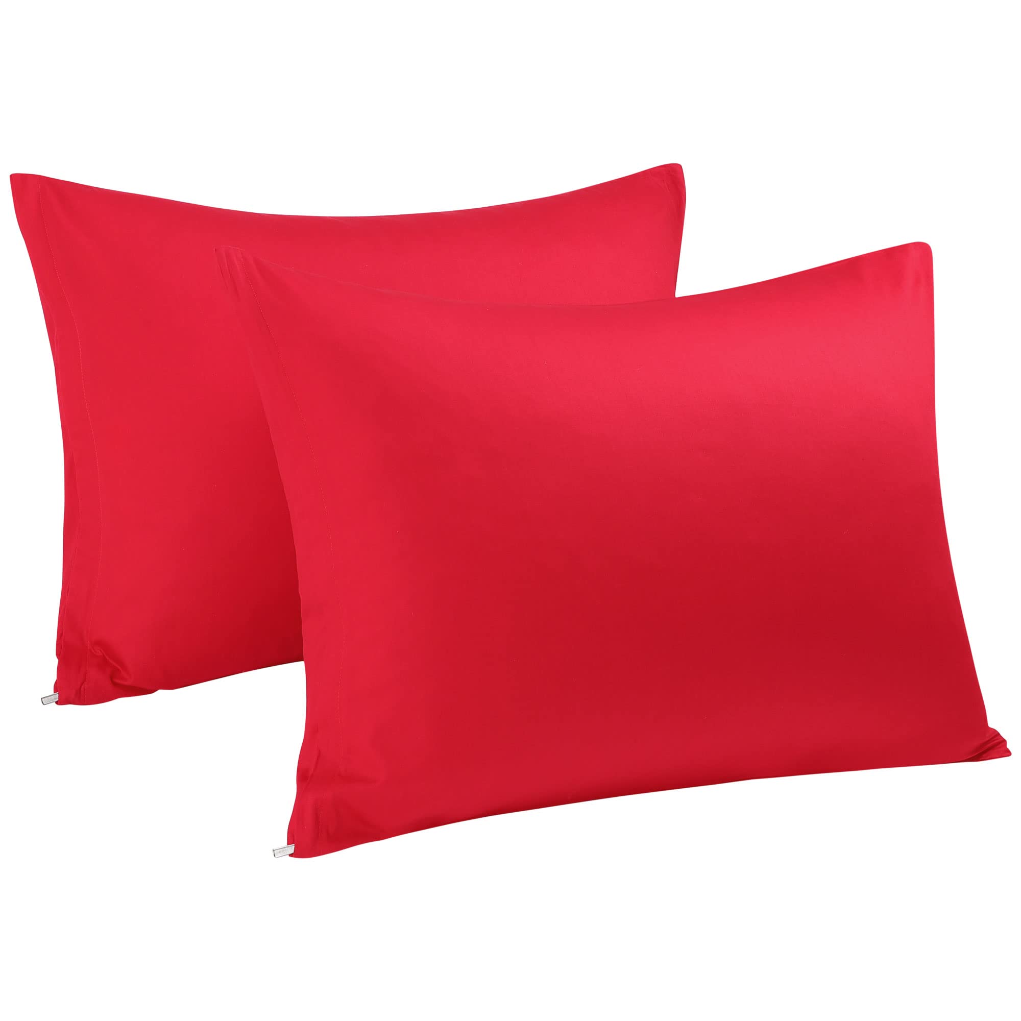 Uxcell Pillowcases Weave From 100% Egyptian Cotton, Breathable Soft Pillow Cases With Zipper Closure, 2 Pcs Red Pillow Covers St