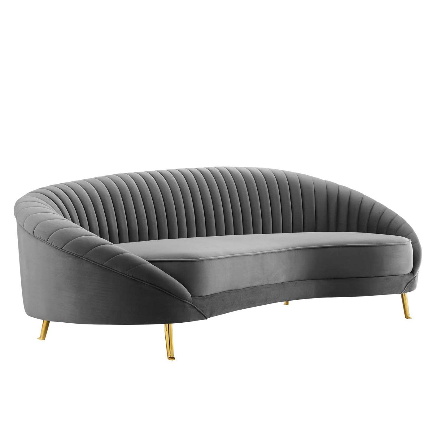Modway Camber Channel Tufted Performance Velvet Sofa In Gray, Grey