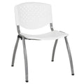 Flash Furniture Hercules Series 880 Lb. Capacity White Plastic Stack Chair With Titanium Gray Powder Coated Frame
