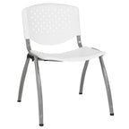 Flash Furniture Hercules Series 880 Lb. Capacity White Plastic Stack Chair With Titanium Gray Powder Coated Frame