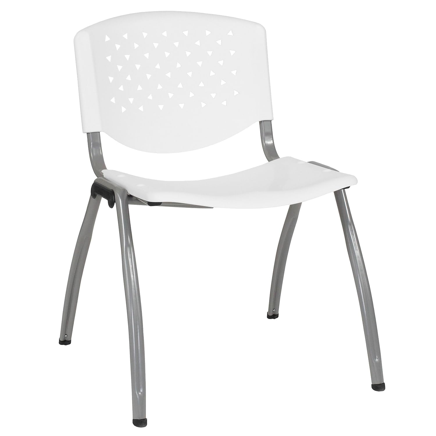 Flash Furniture Hercules Series 880 Lb. Capacity White Plastic Stack Chair With Titanium Gray Powder Coated Frame
