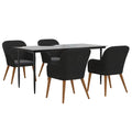 Vidaxl Patio Dining Set 5 Piece, Outdoor Wicker Patio Furniture Set With Cushions, Outdoor Dining Set For Backyard Garden, Modern Style, Black