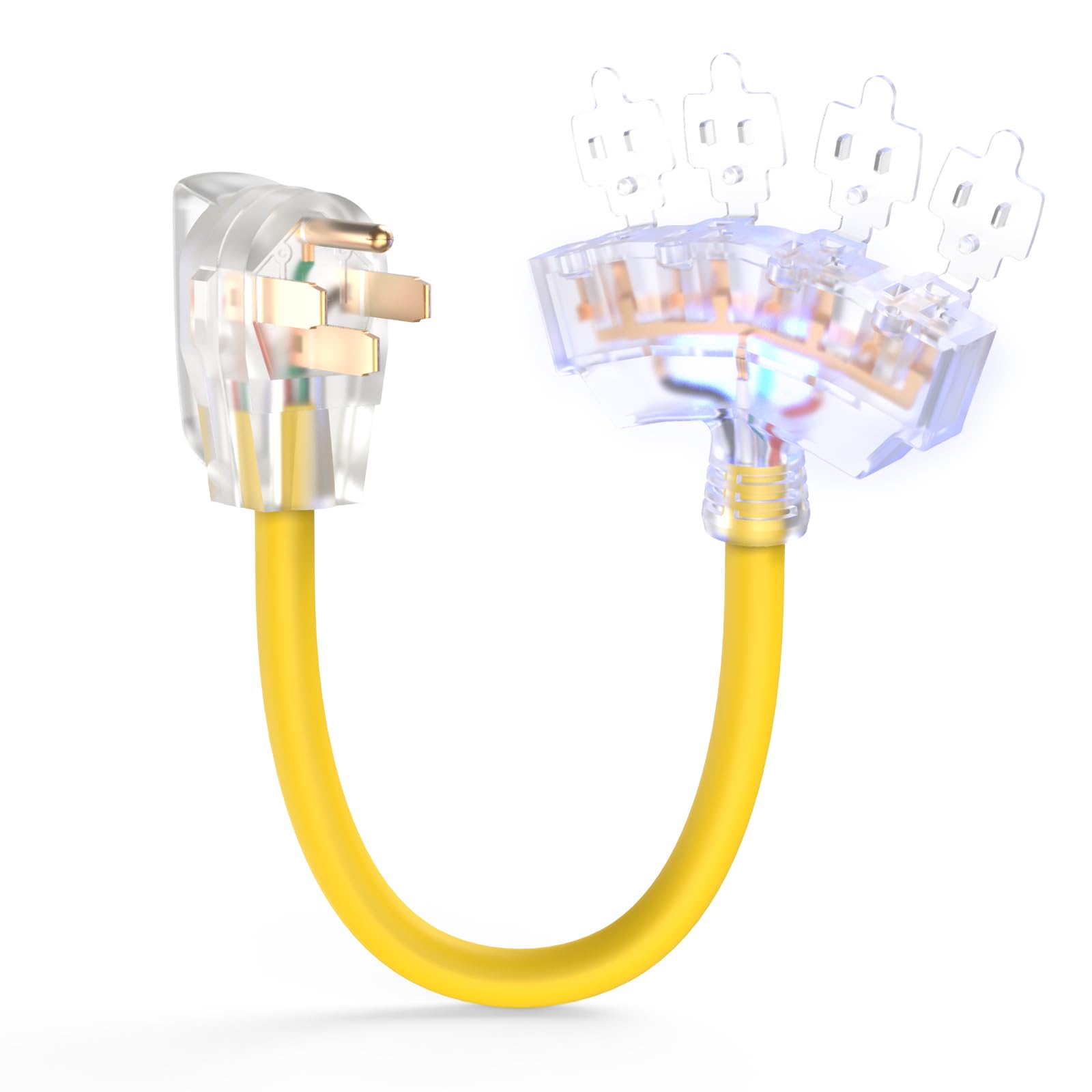 Tooliom 50 Amp To 20 Amp 110V Rv Generator Adapter Splitter Power Cord Nema 14-50P Male To 15/20 Amp 4X 5-20R Household Outlet W