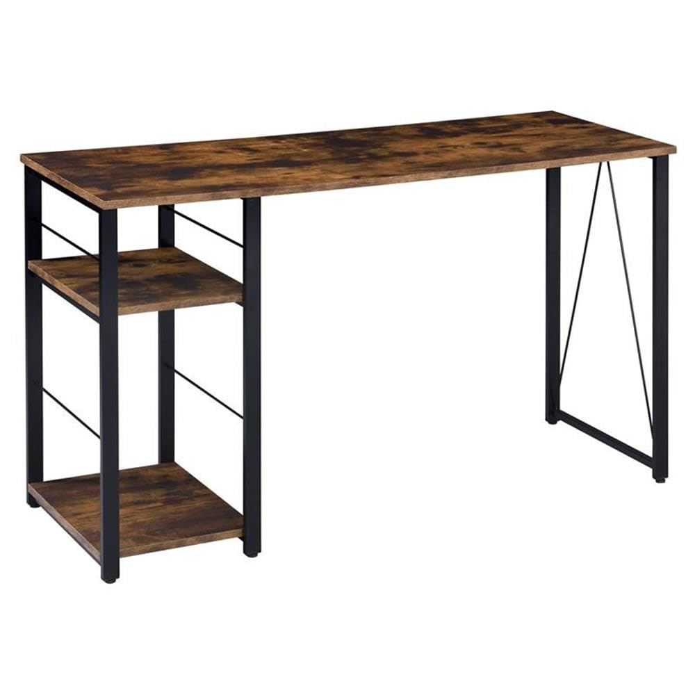 Acme Vadna Wooden Top Writing Desk In Weathered Oak And Black