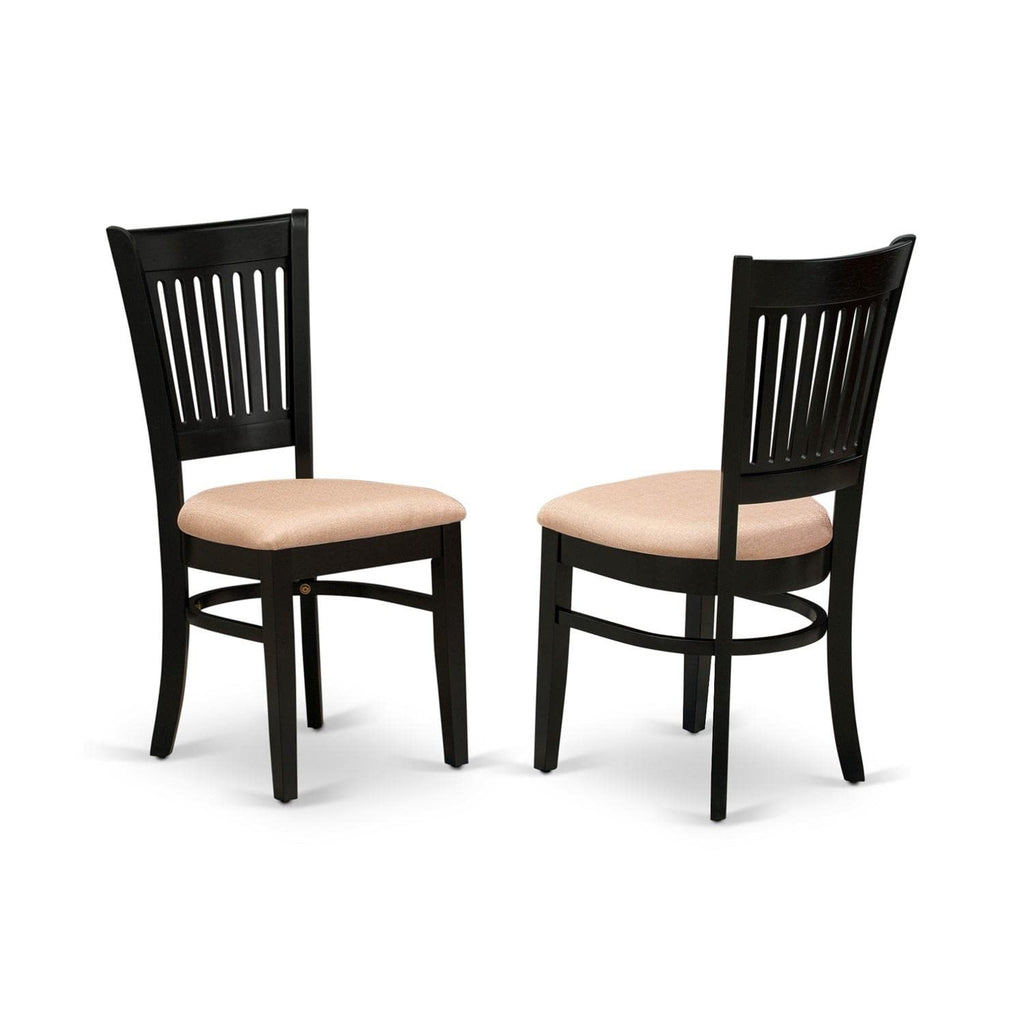 East West Furniture Anva5-Blk-C 5 Piece Dining Room Furniture Set Includes A Round Dining Table With Pedestal And 4 Linen Fabric Upholstered Chairs, 36X36 Inch, Black