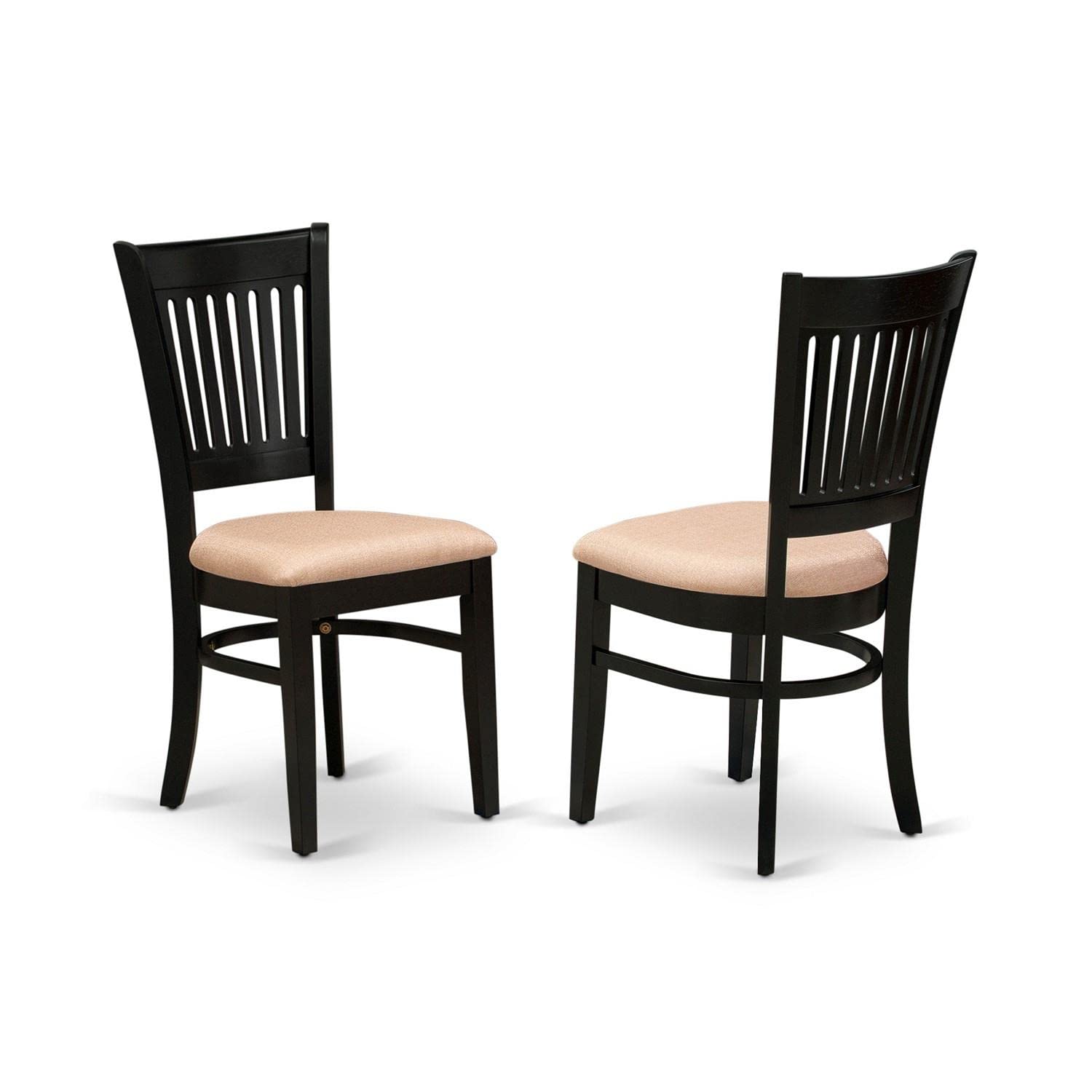 East West Furniture Anva5-Blk-C 5 Piece Dining Room Furniture Set Includes A Round Dining Table With Pedestal And 4 Linen Fabric Upholstered Chairs, 36X36 Inch, Black