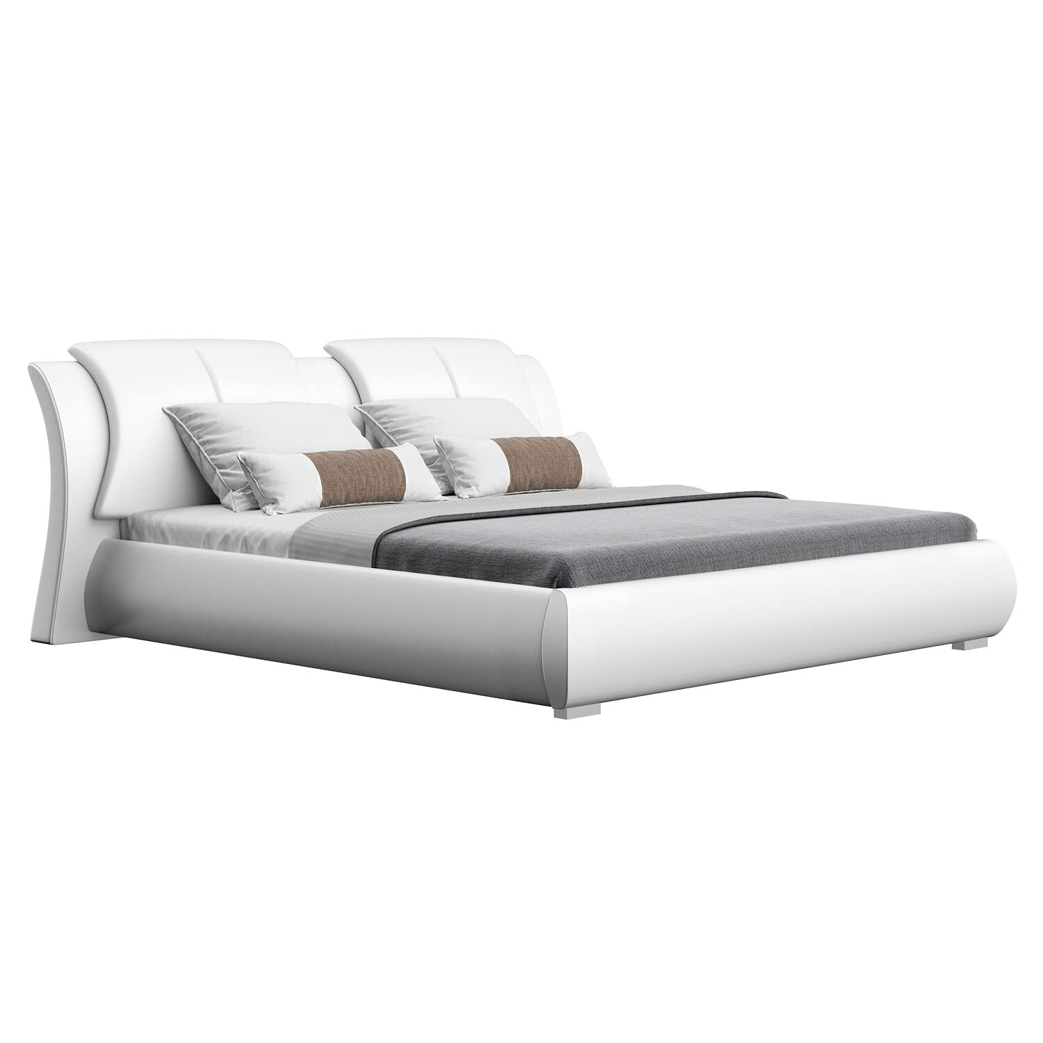 Global Furniture, King, White Upholstered Bed