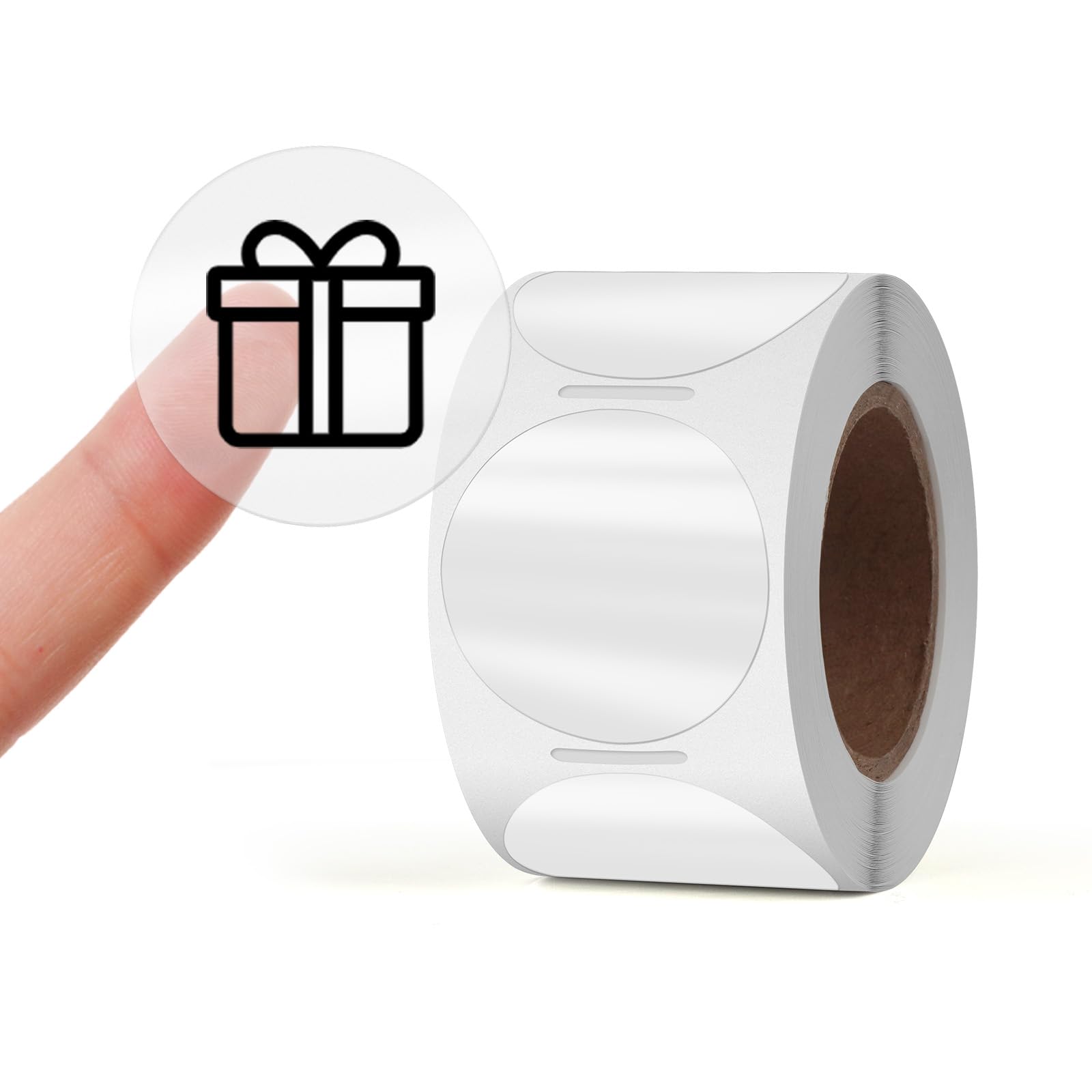 Yikiada Clear Thermal Labels Vinyl 1.5 Inch Self-Adhesive Round Stickers Circle Roll Waterproof Printer Decals Package Seal For