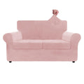 Znsayotx Luxury Velvet Sofa Cover 3 Piece (57'-70') Stretch Loveseat Covers For 2 Cushion Couch Thick Soft Couch Slipcover With Non Slip Strap, Dog Pet Friendly Nice Furniture Protector (Rose)