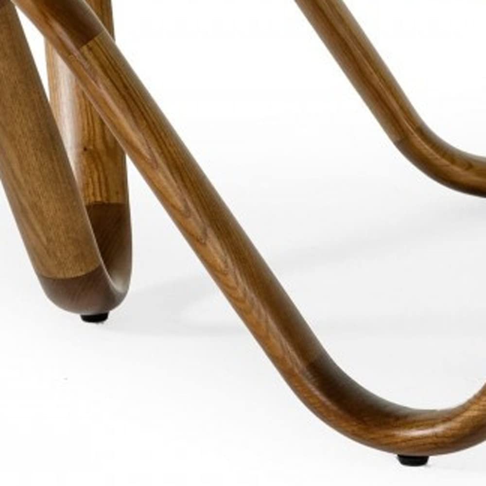 HomeRoots Clear, Walnut 45&quot; Walnut and Clear Glass Abstract Wood Round Coffee Table