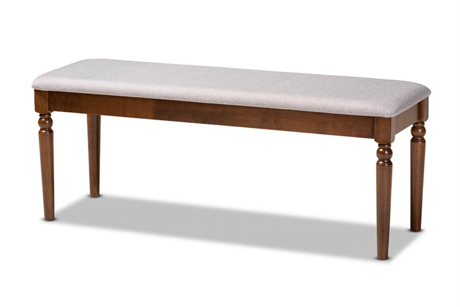 Baxton Studio Giovanni Modern and Contemporary Grey Fabric Upholstered and Walnut Brown Finished Wood Dining Bench