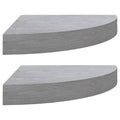 vidaXL Wall Corner Shelves, 2-Piece Floating Storage Display Set, Modern Honeycomb MDF and Metal Design, Concrete Gray, Invisibl