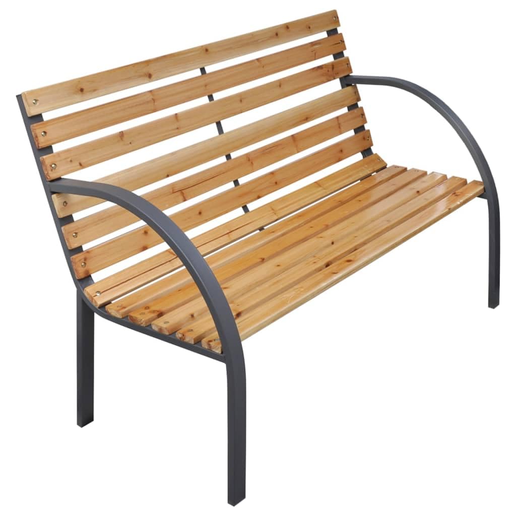 Vidaxl Solid Wood Fir Patio Bench 44.1&quot; - Industrial Style Outdoor Seating - Durable, Comfortable And Safe - Perfect For Garden/Patio/Lawn