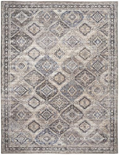 HomeRoots 533117 8 x 10 ft. Ivory & Tan Floral Traditional Power Loomed Distressed Washable Rectangle Area Rug