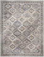HomeRoots 533117 8 x 10 ft. Ivory & Tan Floral Traditional Power Loomed Distressed Washable Rectangle Area Rug
