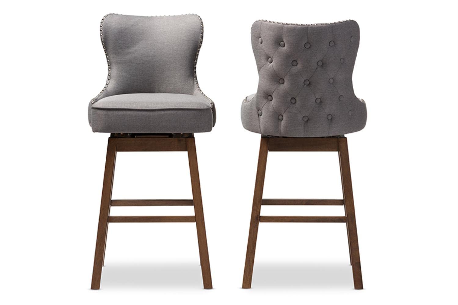 Gradisca Swivel Barstool In Gray (Set Of 2)