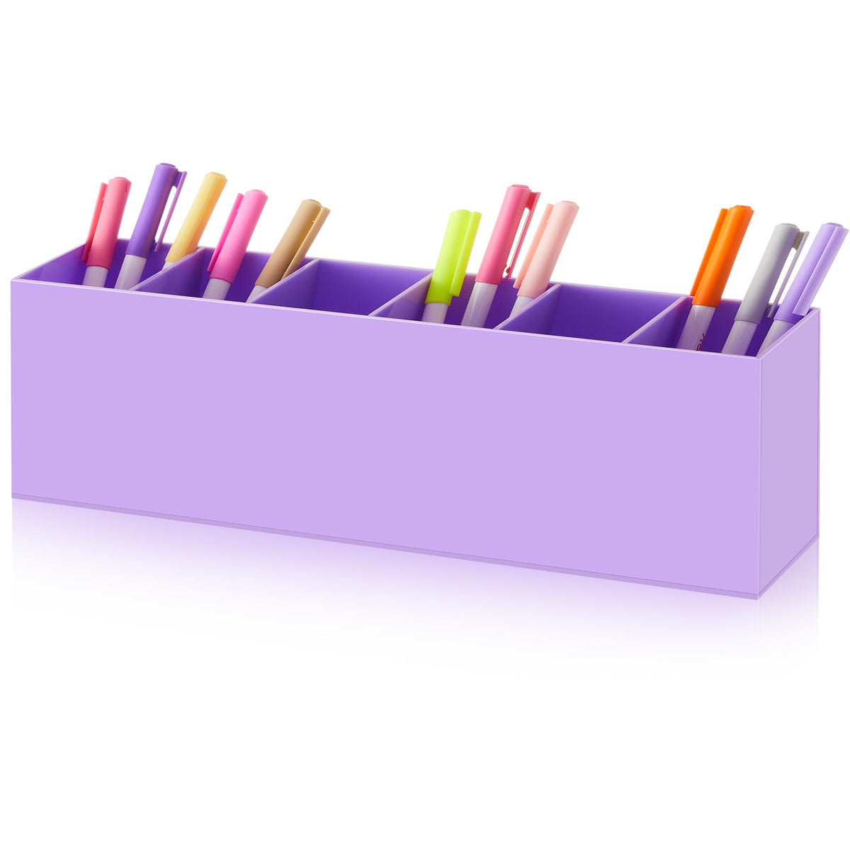 Jetec Acrylic Pen Holder 6 Compartments Makeup Brush Stationery Organizer Pencil Holder For Desk Accessories, Cosmetic Brushes,