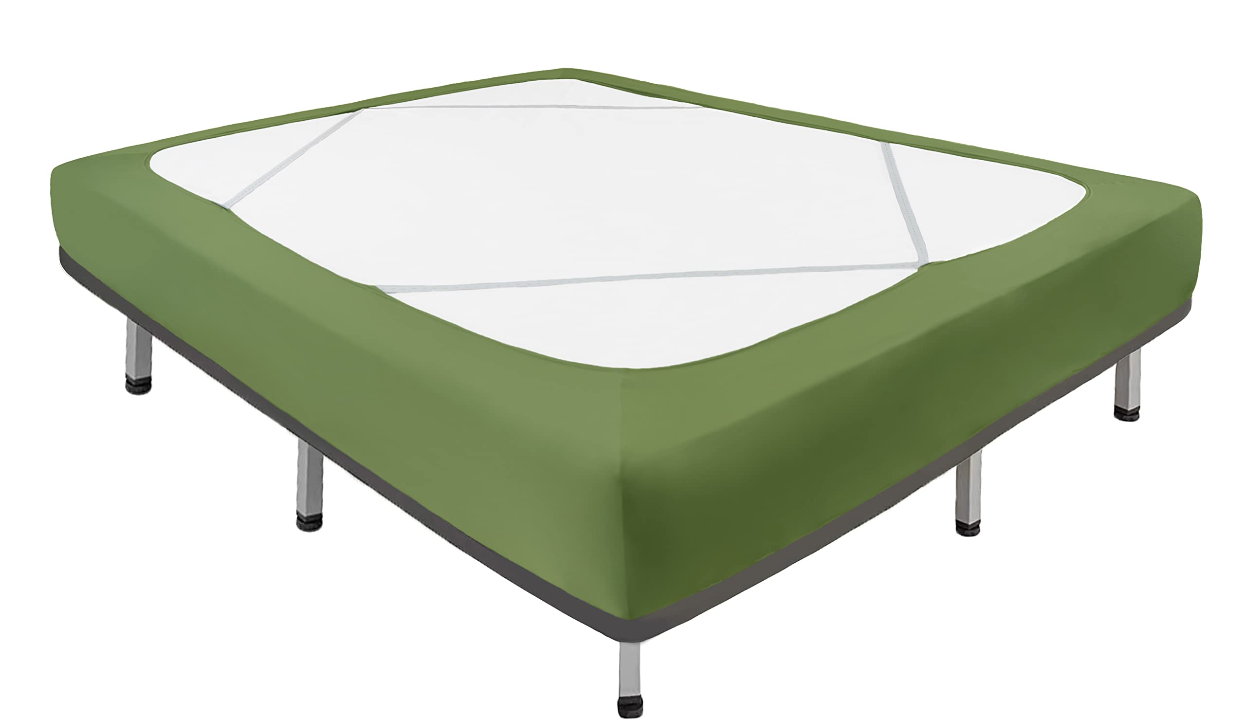 Biscaynebay Decorative Box Spring Cover Full & Full Xl Size, Sage Luxurious Jersey Knitting Stretchy Wrap Around 4 Sides Bed Ski