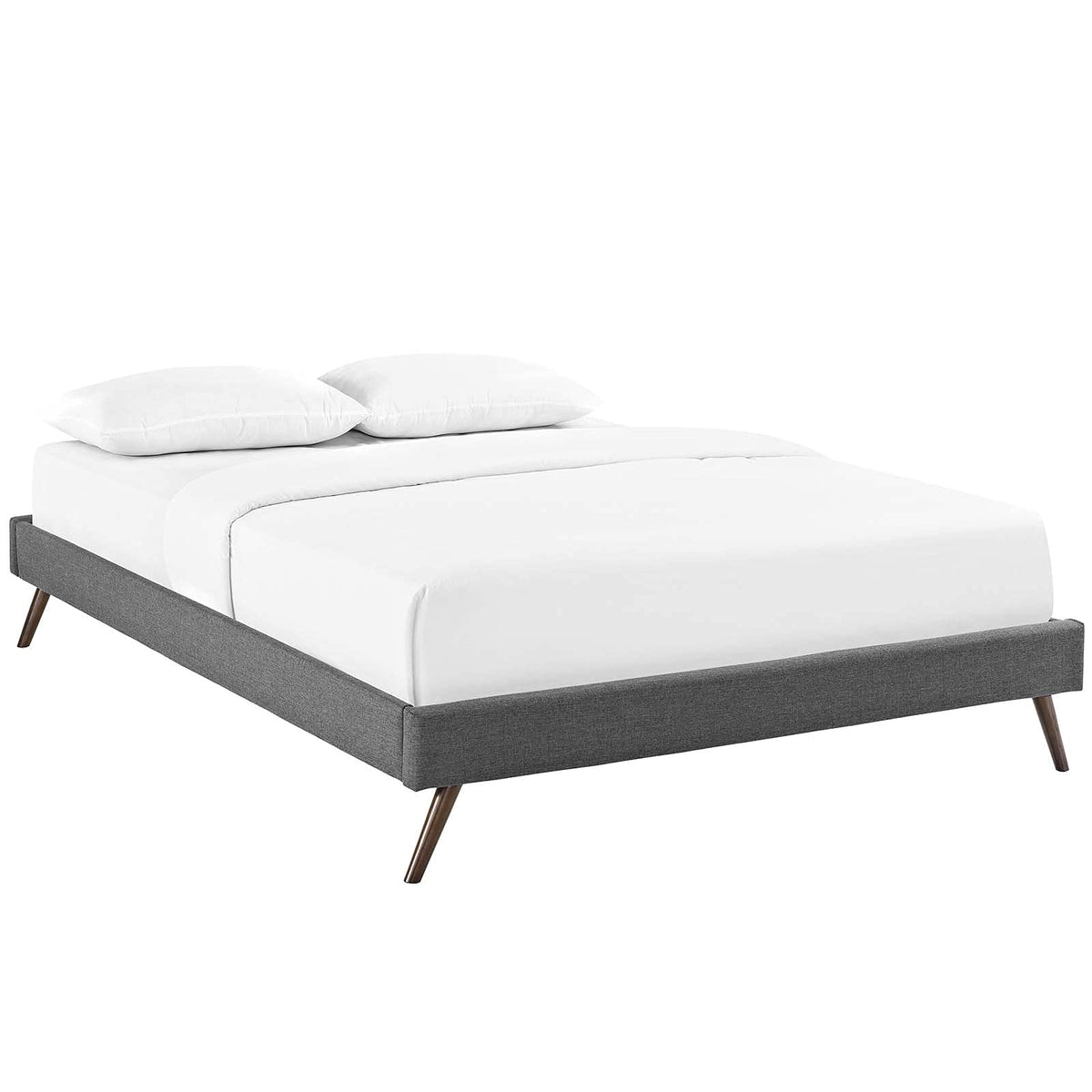 Modway Loryn Upholstered Full Platform Bed Frame With Wood Slat Support In Gray