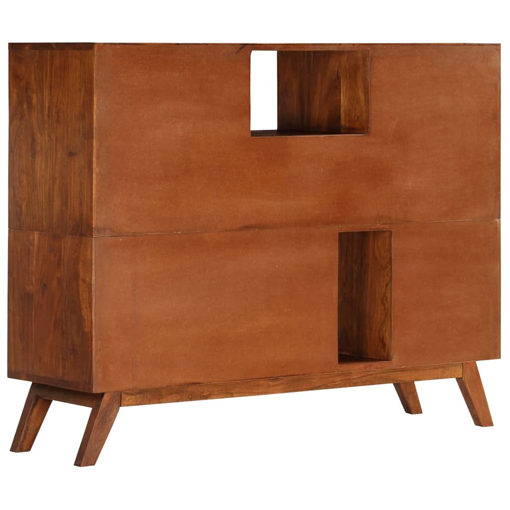 vidaXL Solid Acacia Wood Sideboard with Dark Honey Finish, 4 Drawers and 2 Cabinets, Hand-Polished and Lacquered, Retro Design, 45.3&quot;x13.8&quot;x33.9&quot;