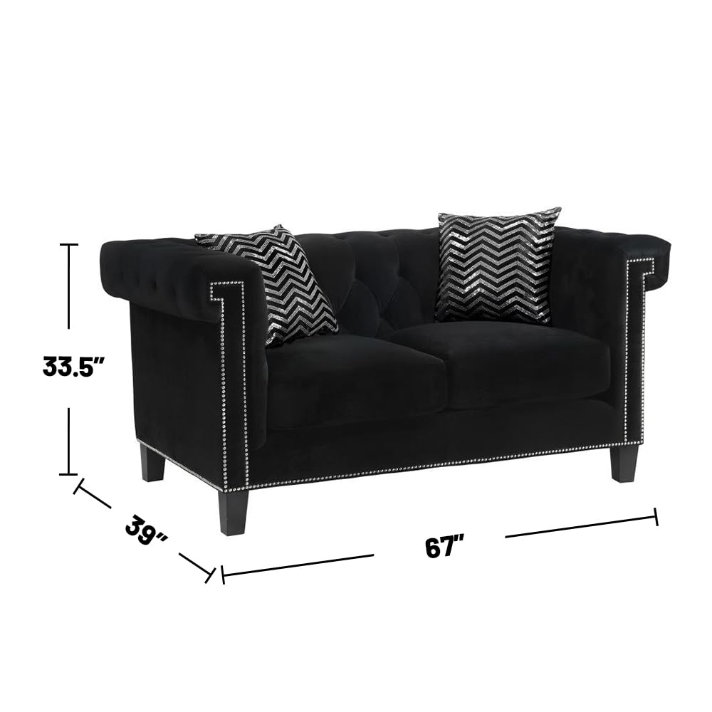 Coaster Home Furnishings 2 Piece Living Room Set in Black Finish