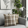 Ugasa Fall Classic Retro Checkered Plaids Cotton Linen Cushion Cover Square Throw Pillow Cover 5 Tone Modern Farmhouse Cushion F
