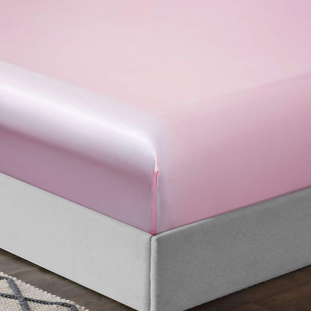 Treely Satin Sheet Set - King Size, 6 Pieces, Pink, Deep Pocket, Silky Soft, Breathable