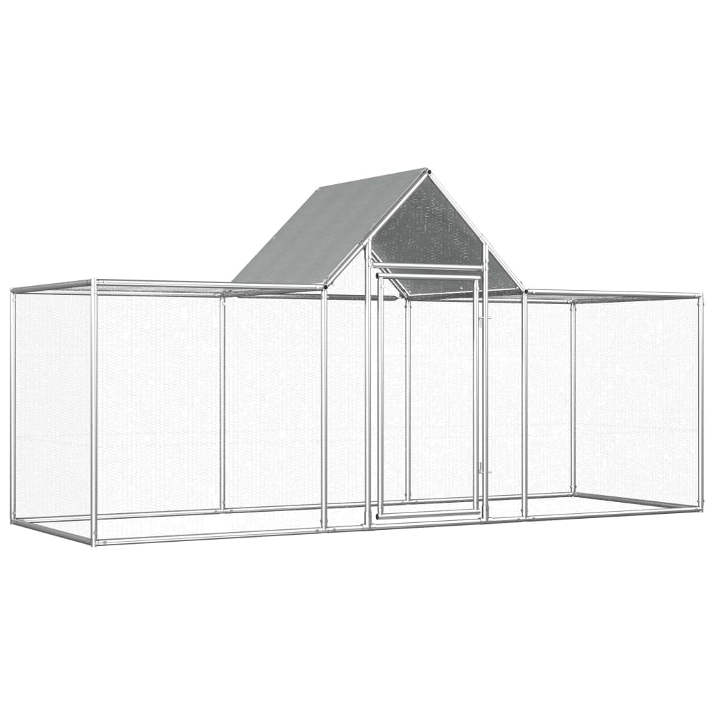 Vidaxl Chicken Coop Hen House Animal Pet Duck Goose Carrier Cage Poultry Hutch Run Nest Outdoor Garden Backyard Farm 9.8' Galvan