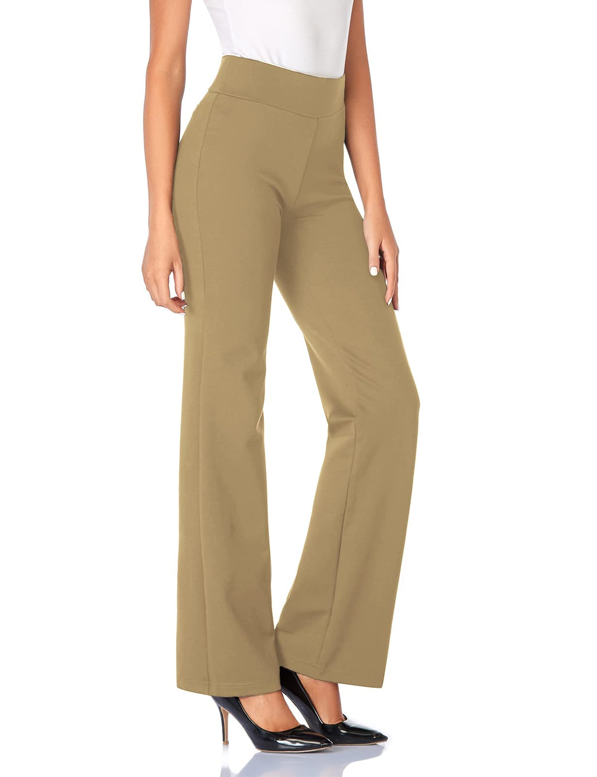 Tapata Womens 30 High Waist Stretchy Bootcut Dress Pants Tall, Petite, Regular For Office Business Casual Oatmeal M08