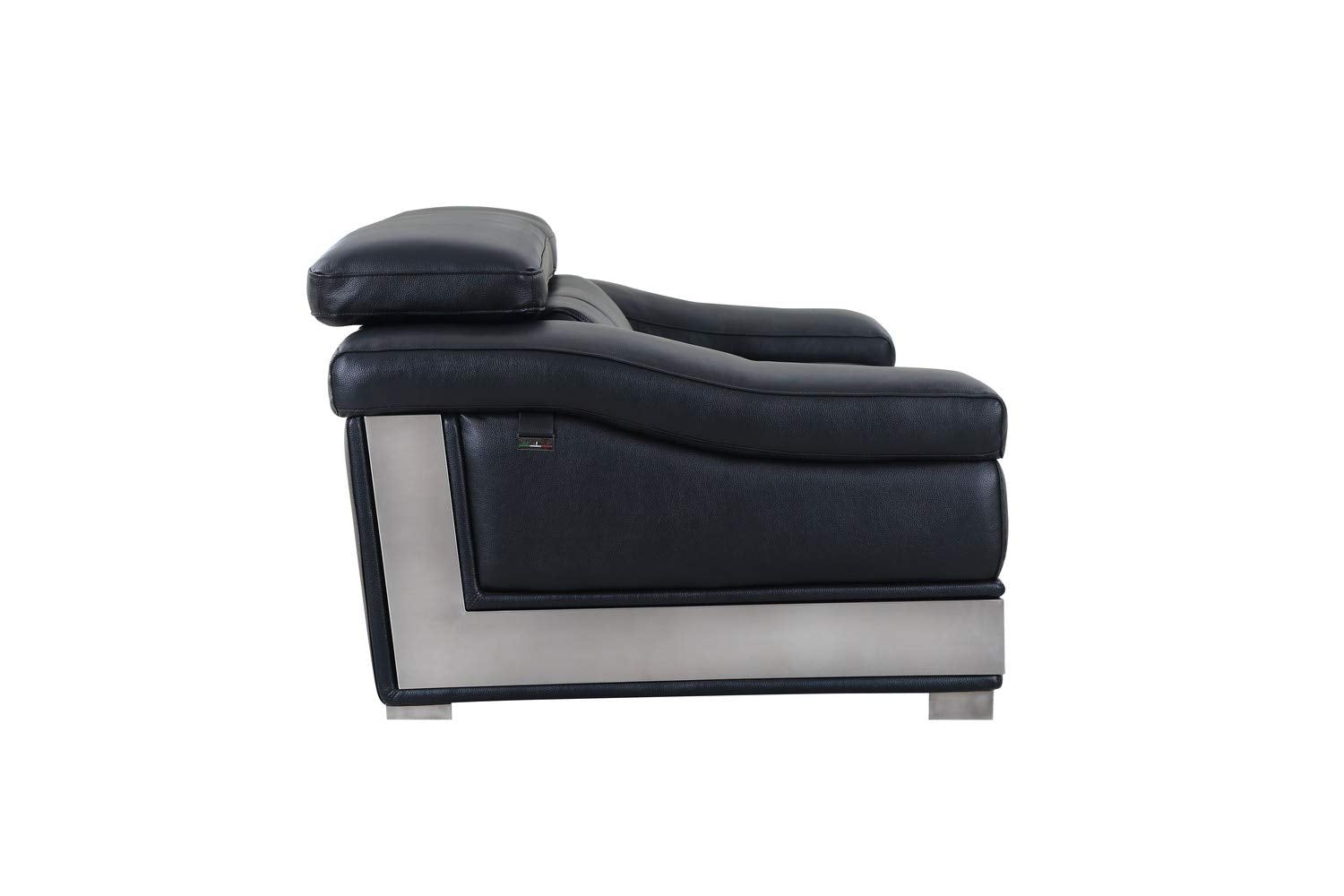 HomeRoots 31-39" Modern Black Leather Loveseat