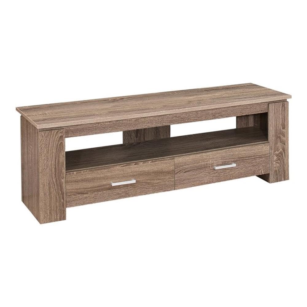 Monarch Specialties I TV STAND-48 L 2 Storage Drawers, Dark Taupe
