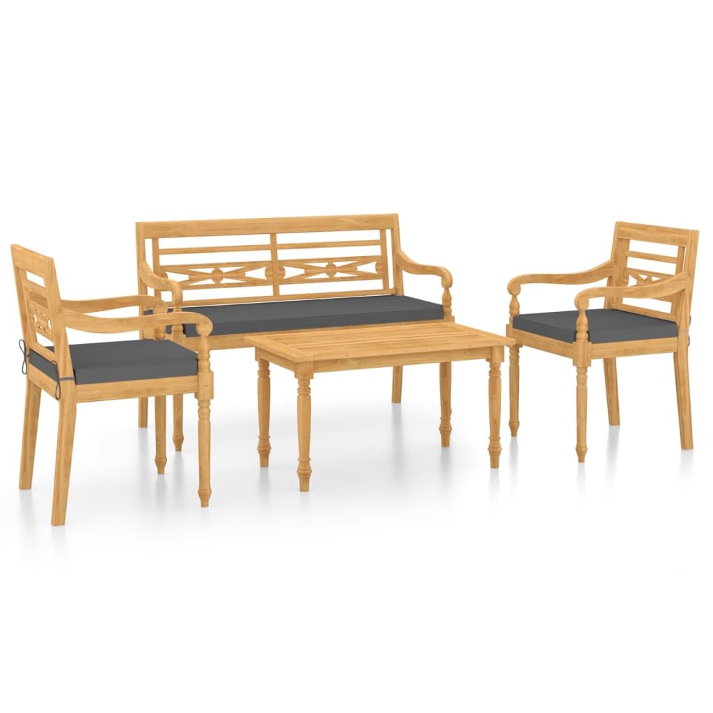 vidaXL Solid Teak Wood Patio Dining Set - Thumbnail 2