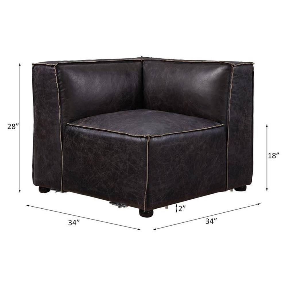 Acme Furniture Birdie Leather Upholstered Modular Wedge Chair in Antique Slate