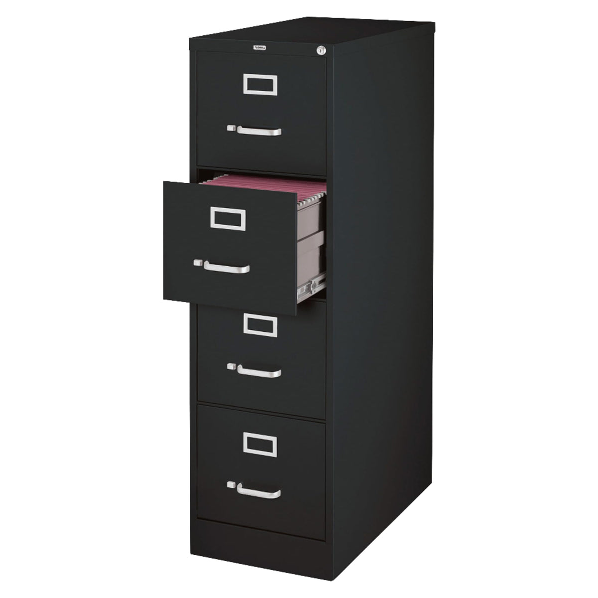 Lorell 4-Drawer Vertical File, 18 by 26-1/2 by 52-Inch, Black